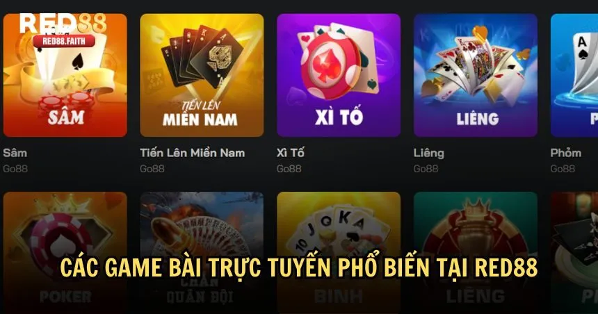 Tổng hợp các trò chơi game bài trực tuyến tại RED88